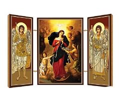Triptych: Panna Mária Rozväzovačka uzlov, drevený (N15)