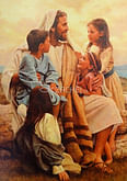Obraz na dreve: Pán Ježiš a deti (40×30)