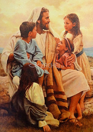 Obraz na dreve: Pán Ježiš a deti (40x30)