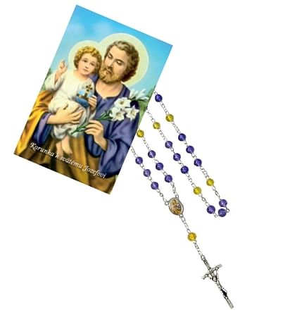 Ruženec: Svätý Jozef - fialový, s obrázkom (R957 + Z040)