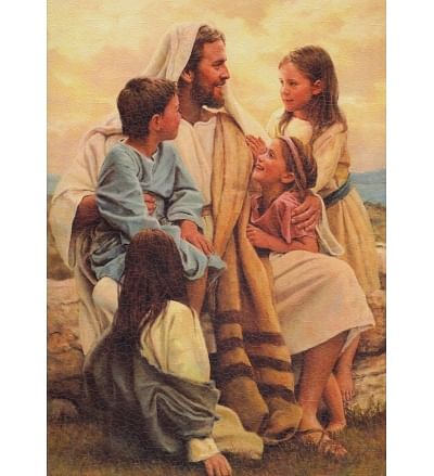Obraz na dreve: Pán Ježiš s deťmi (30×20)