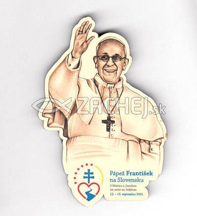 Magnetka: Pápež František na Slovensku (výsek), drevená