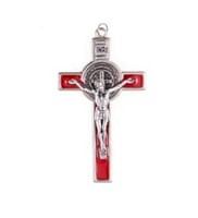 Krížik: benediktínsky, kovový - červený (K3015)