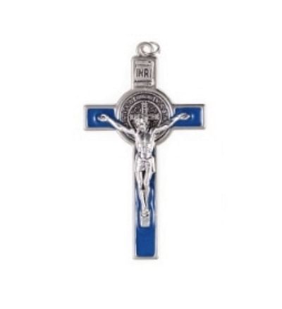 Krížik: benediktínsky, kovový - modrý (K3015)