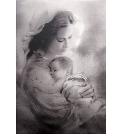 Obraz na plátne: Madona s dieťaťom - šedý (60x40)