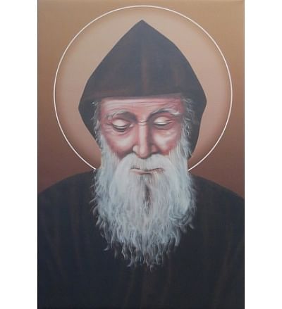 Obraz na plátne: svätý Šarbel - hnedé pozadie (60x40)