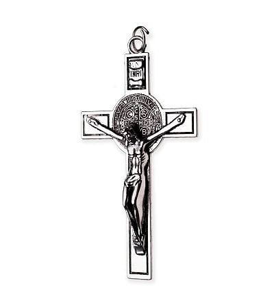Krížik: benediktínsky, kovový - strieborná farba