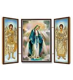 Triptych: Panna Mária Zázračná Medaila, drevrný (N55)