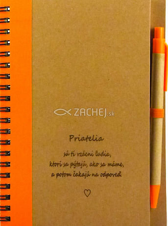 Zápisník s perom: Priatelia sú tí vzácni ľudia…- oranžový