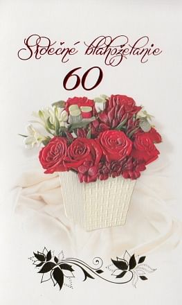 Pozdrav: Srdečné blahoželanie 60 - s textom (C)