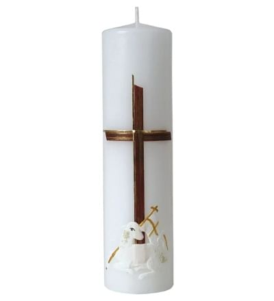 Sviečka: kríž + baránok, kostolná - zdobená