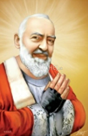 Obrázok: Svätý Páter Pio s modlitbou - laminovaný