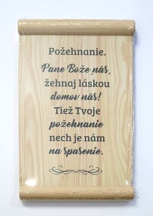 Citát na dreve: Pane Bože náš, žehnaj láskou domov náš!