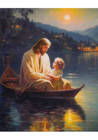 Obraz na dreve: Pán Ježiš na loďke (26,5 x 21)