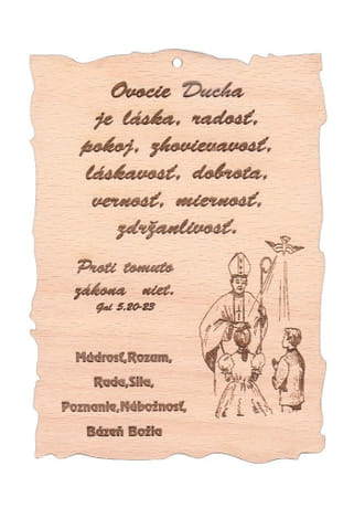 Citát na dreve: Ovocie Ducha je láska, radosť...