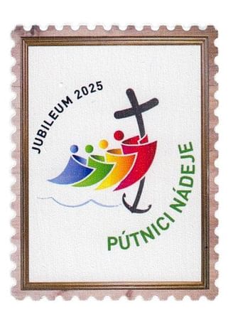 Magnetka: Jubileum 2025 - drevená v tvare známky
