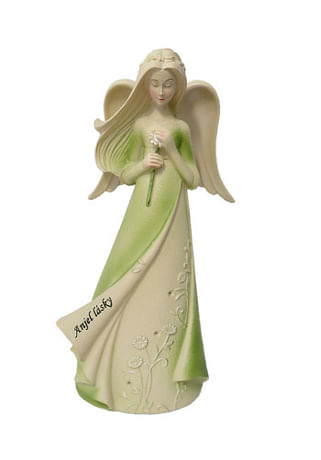 Anjel: s nápisom Anjel lásky - zelený, 20 cm