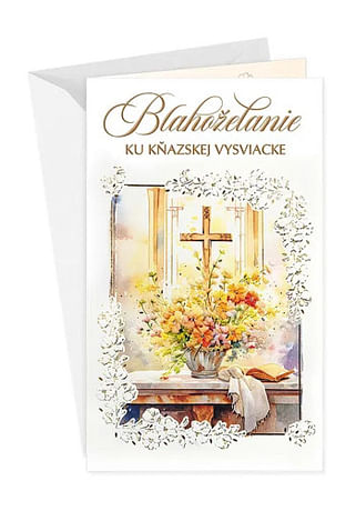 Pozdrav: Blahoželanie ku kňazskej vysviacke - s textom (19-652)