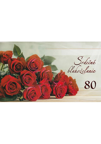 Pozdrav: Srdečné blahoželanie 80 - s textom (10-1040)