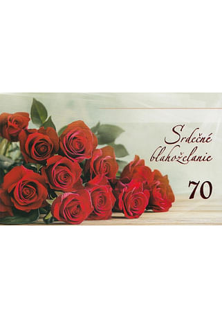Pozdrav: Srdečné blahoželanie 70 - s textom (10-1040)