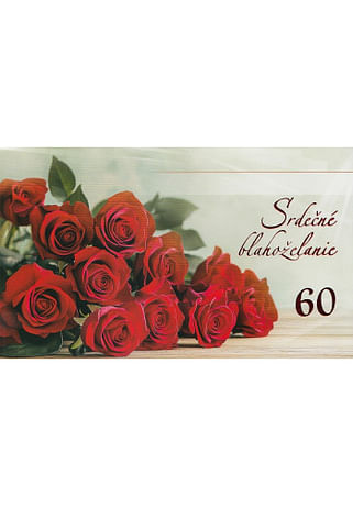 Pozdrav: Srdečné blahoželanie 60 - s textom (10-1040)