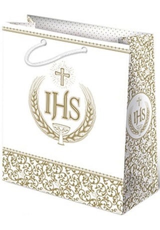 Darčeková taška: IHS a ornamenty - zlatá farba, veľká (C)