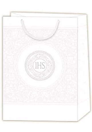Darčeková taška: IHS a jemný ornament - strieborná farba