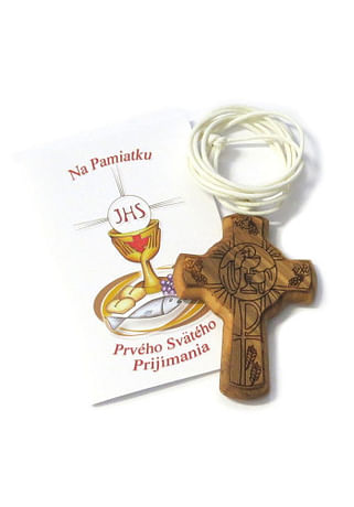 Prívesok: krížik - na pamiatku prvého svätého prijímania (5 x 3,7 cm)