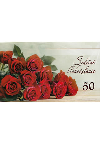 Pozdrav: Srdečné blahoželanie 50 - s textom (10-1040)