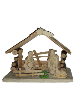 Betlehem: drevený + sadrové postavičky - 13 x 22 cm