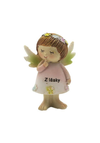 Anjel: s nápisom Z lásky - ružový - 7,3 cm