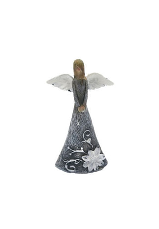 Anjel: s bielym kvetom, sivý - 8,5 cm (B)