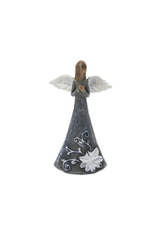 Anjel: s bielym kvetom - sivý - 8,5 cm (A)
