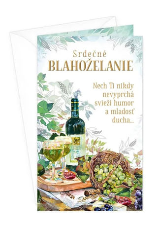 Pozdrav: Srdečné blahoželanie - s textom (15-6580)