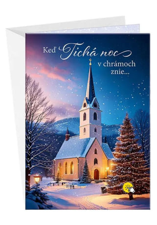 Pozdrav: Keď Tichá noc v chrámoch znie - s textom a LED svetielkami