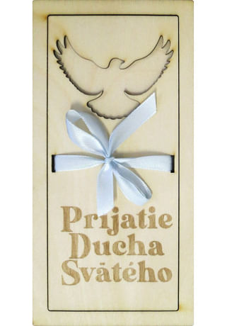 Obálka: Prijatie Ducha Svätého, drevená - s bielou stužkou