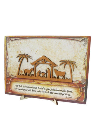 Dekorácia: Betlehem s citátom, drevený