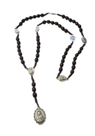 Ruženec: sedembolestný, na šnúrke - bordový