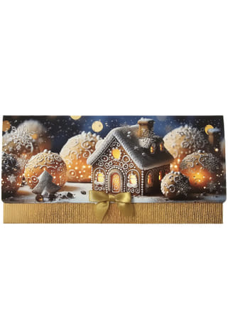 Obálka: na peniaze - perníkový domček a vianočné ozdoby