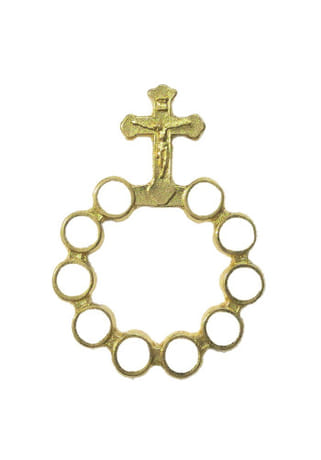 Ruženec: desiatok, kovový - zlatá + biela farba