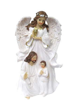 Soška: anjel a Pán Ježiš s chlapcom