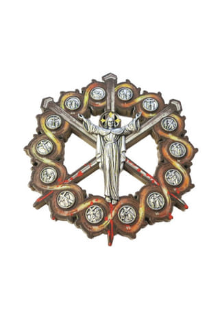 Krížová cesta: klince a vzkriesený Kristus - priemer 12 cm