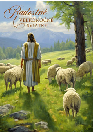 Pohľadnica: Radostné veľkonočné sviatky, Dobrý pastier - s textom (hĺbkový efekt)