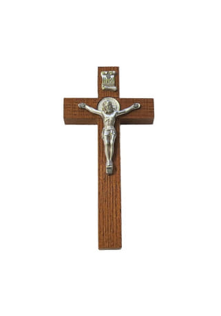 Kríž: benediktínsky, drevený - hnedý, 10 cm