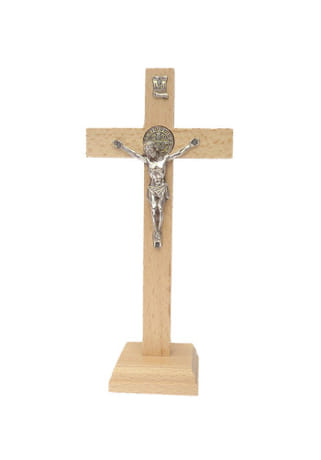 Kríž: benediktínsky, na postavenie, svetlý - 17,5 cm