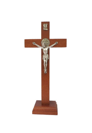 Kríž: benediktínsky, na postavenie, hnedý - 17,5 cm