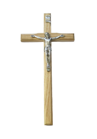 Kríž: drevený, frézovaný - svetlý, 26 cm