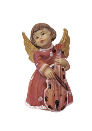 Anjel: s violončelom - červený, 8 cm