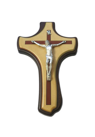 Kríž: dizajnový, drevený s kovovým korpusom - 22 cm