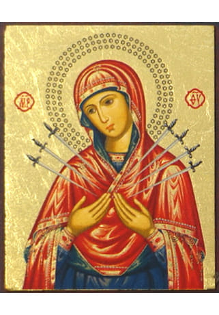 Obrázok: Panna Mária Sedembolestná - byzantský štýl (6,4 x 4,8)